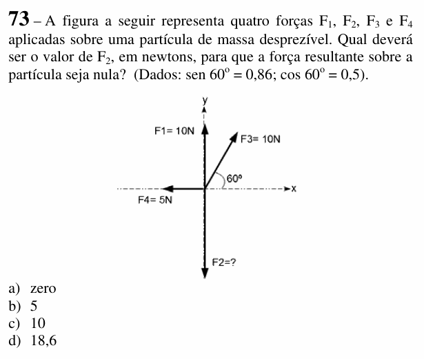 Enunciado da questão 73 de Física do EEAR 2017 (CFS 2)