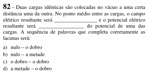 Enunciado da questão 82 de Física do EEAR 2017 (CFS 2)