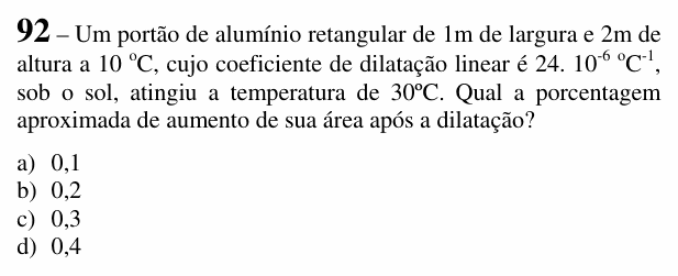Enunciado da questão 92 de Física do EEAR 2017 (CFS 2)
