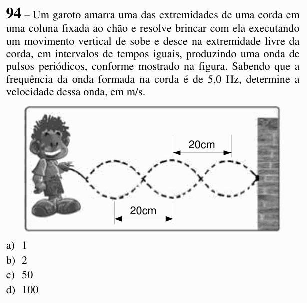 Enunciado da questão 94 de Física do EEAR 2017 (CFS 2)