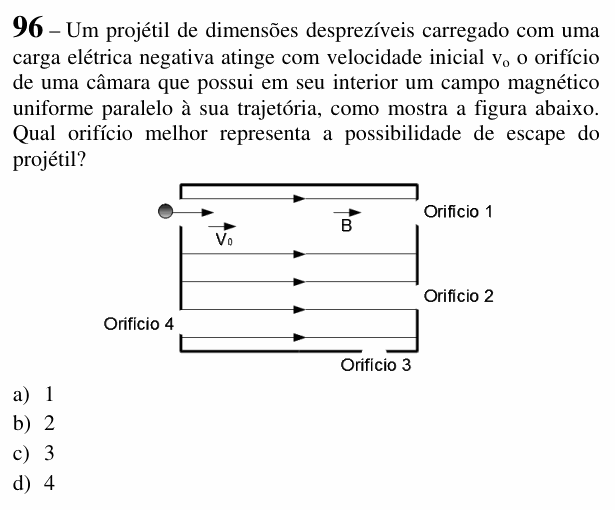 Enunciado da questão 96 de Física do EEAR 2017 (CFS 2)