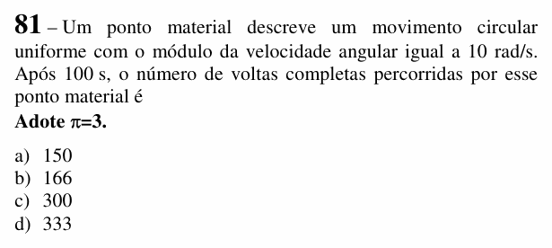 Enunciado da questão 81 de Física do EEAR 2018 (CFS 2)
