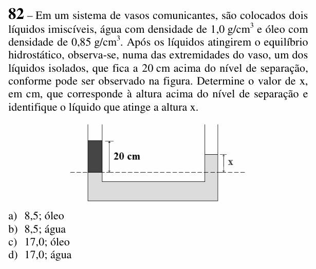 Enunciado da questão 82 de Física do EEAR 2018 (CFS 2)
