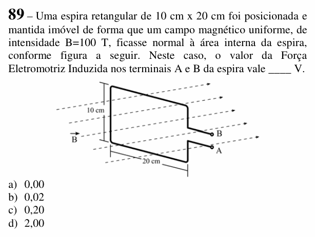 Enunciado da questão 89 de Física do EEAR 2018 (CFS 2)