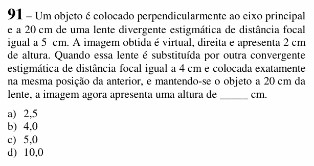 Enunciado da questão 91 de Física do EEAR 2018 (CFS 2)
