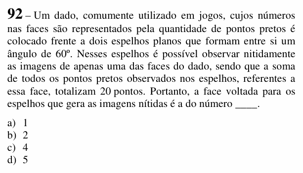 Enunciado da questão 92 de Física do EEAR 2018 (CFS 2)