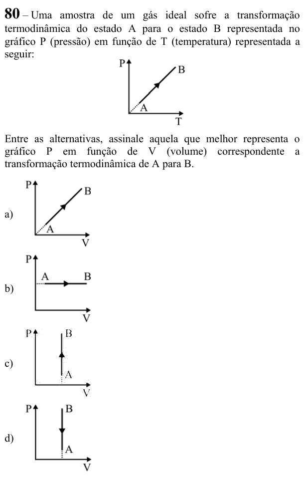 Enunciado da questão 80 de Física do EEAR 2020 (CFS 2)