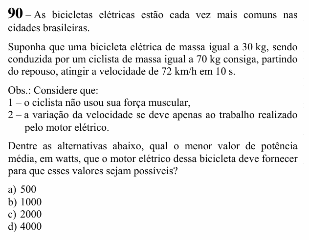 Enunciado da questão 90 de Física do EEAR 2020 (CFS 2)