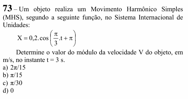 Enunciado da questão 73 de Física do EEAR 2021 (CFS 2)