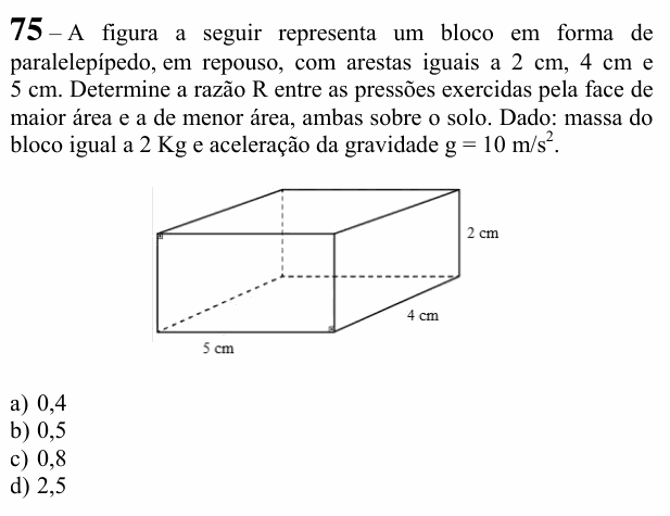 Enunciado da questão 75 de Física do EEAR 2021 (CFS 2)