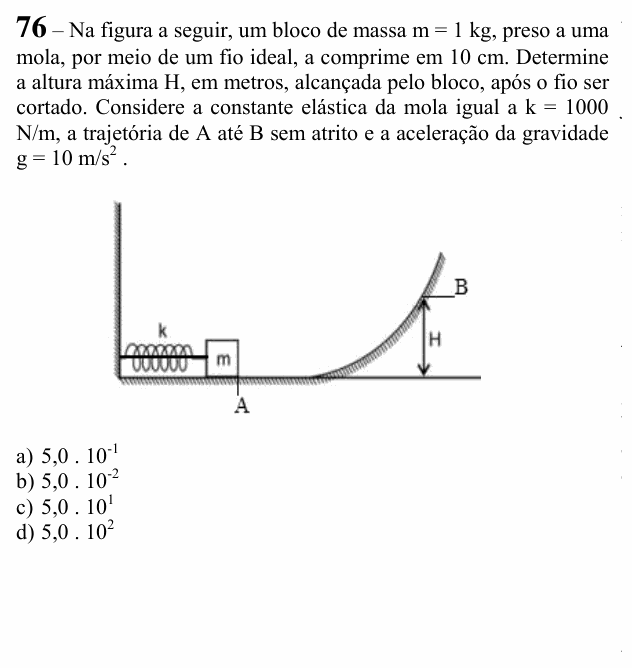 Enunciado da questão 76 de Física do EEAR 2021 (CFS 2)