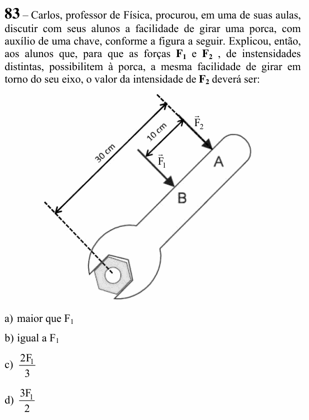 Enunciado da questão 83 de Física do EEAR 2021 (CFS 2)