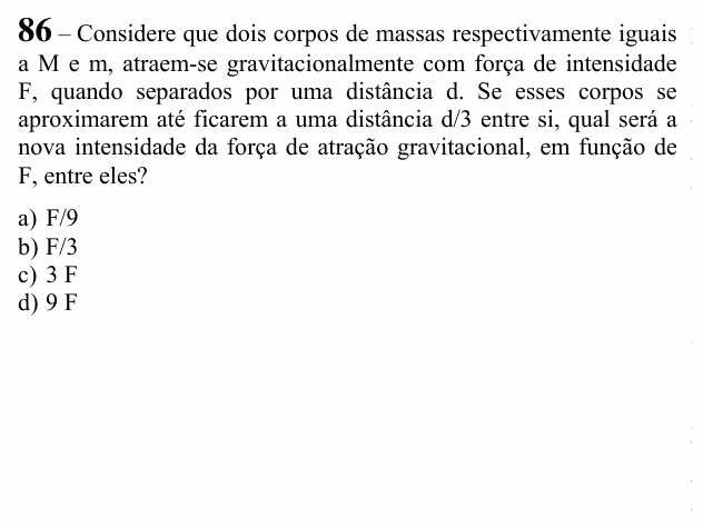 Enunciado da questão 86 de Física do EEAR 2021 (CFS 2)