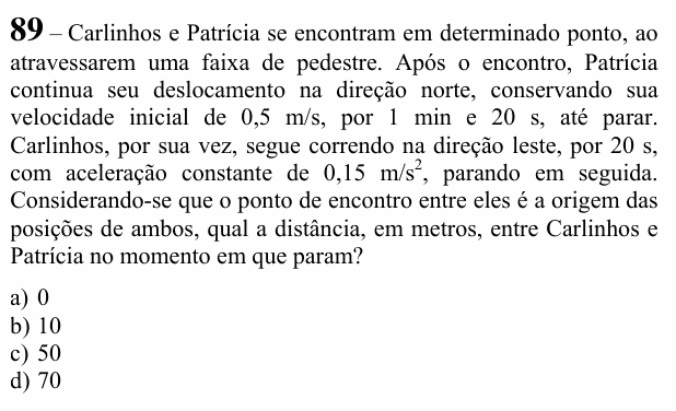 Enunciado da questão 89 de Física do EEAR 2021 (CFS 2)