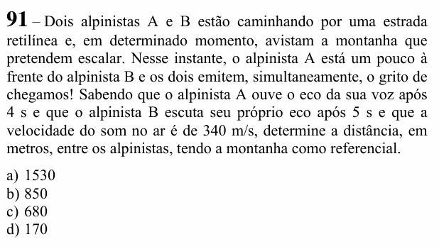 Enunciado da questão 91 de Física do EEAR 2021 (CFS 2)