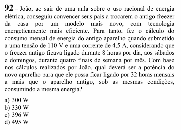 Enunciado da questão 92 de Física do EEAR 2021 (CFS 2)