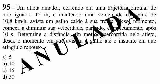 Enunciado da questão 95 de Física do EEAR 2021 (CFS 2)