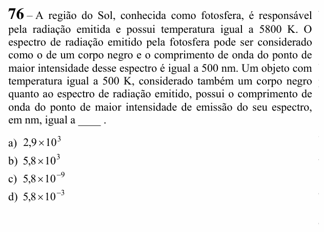 Enunciado da questão 76 de Física do EEAR 2022 (CFS 2)