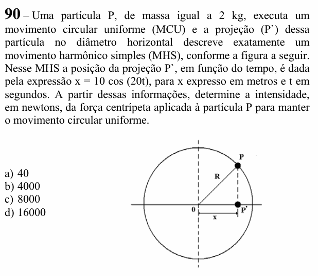 Enunciado da questão 90 de Física do EEAR 2022 (CFS 2)