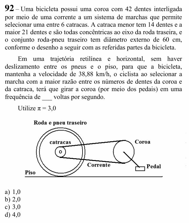 Enunciado da questão 92 de Física do EEAR 2022 (CFS 2)