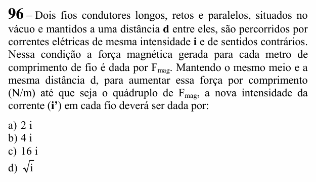 Enunciado da questão 96 de Física do EEAR 2022 (CFS 2)