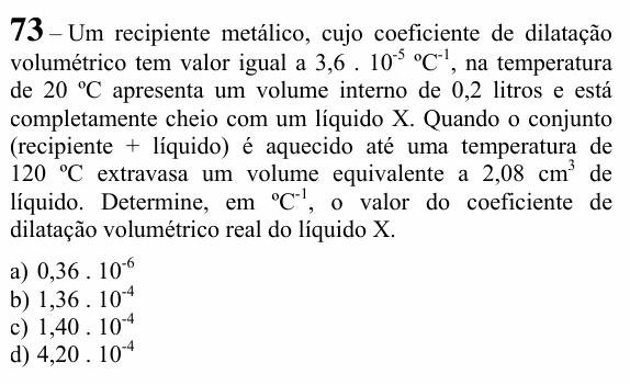 Enunciado da questão 73 de Física do EEAR 2023 (CFS 2)