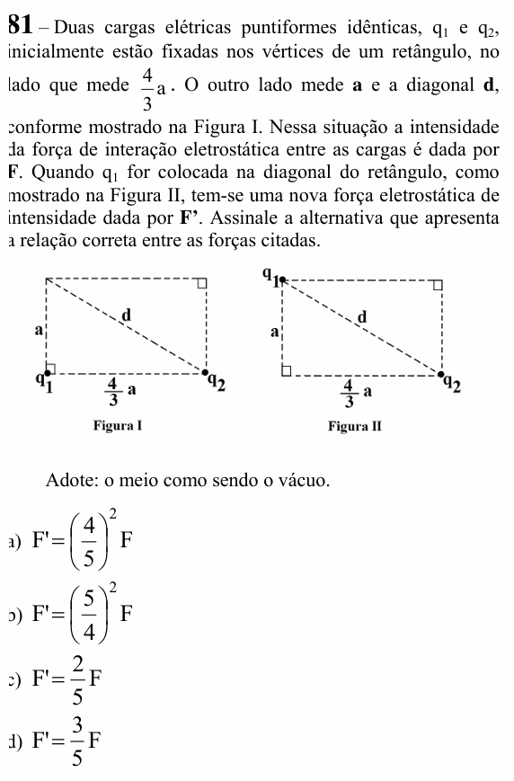 Enunciado da questão 81 de Física do EEAR 2023 (CFS 2)