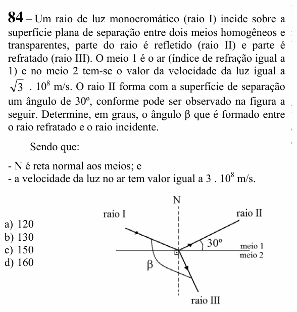 Enunciado da questão 84 de Física do EEAR 2023 (CFS 2)