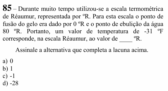 Enunciado da questão 85 de Física do EEAR 2023 (CFS 2)
