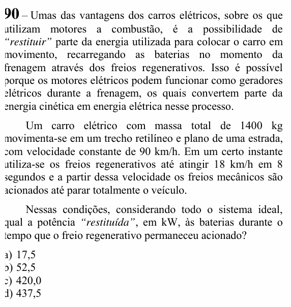 Enunciado da questão 90 de Física do EEAR 2023 (CFS 2)