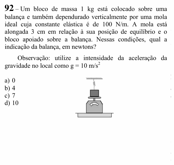 Enunciado da questão 92 de Física do EEAR 2023 (CFS 2)