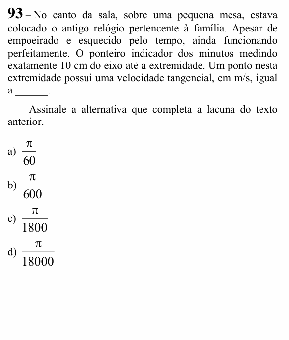 Enunciado da questão 93 de Física do EEAR 2023 (CFS 2)