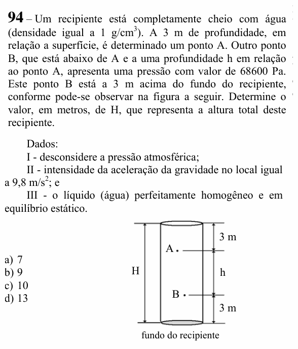Enunciado da questão 94 de Física do EEAR 2023 (CFS 2)