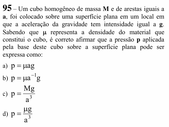 Enunciado da questão 95 de Física do EEAR 2023 (CFS 2)