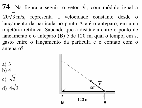 Enunciado da questão 74 de Física do EEAR 2024 (CFS 2)