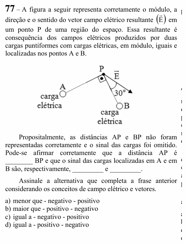 Enunciado da questão 77 de Física do EEAR 2024 (CFS 2)