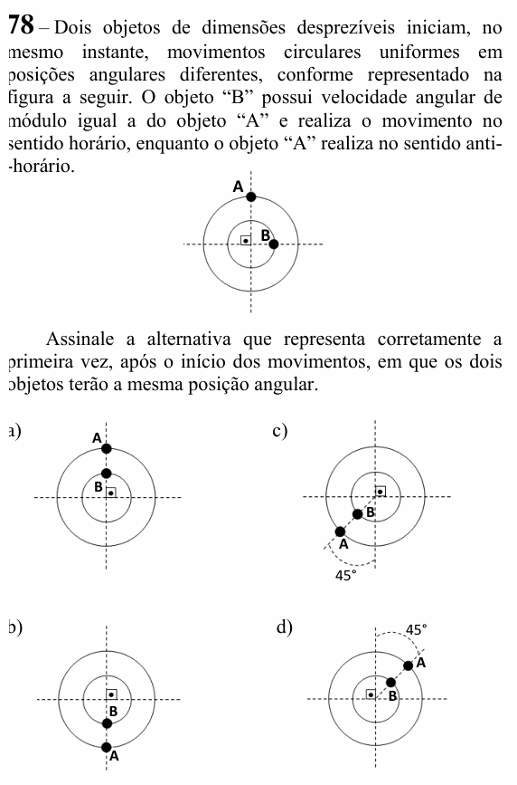 Enunciado da questão 78 de Física do EEAR 2024 (CFS 2)