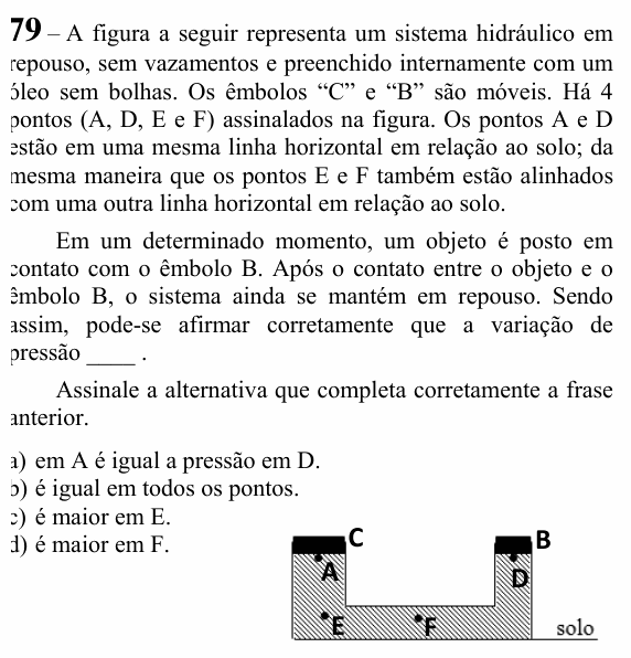 Enunciado da questão 79 de Física do EEAR 2024 (CFS 2)