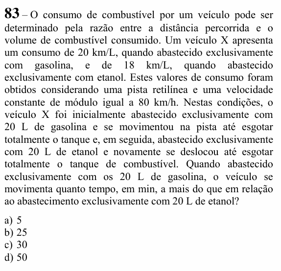 Enunciado da questão 83 de Física do EEAR 2024 (CFS 2)