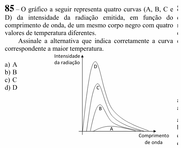 Enunciado da questão 85 de Física do EEAR 2024 (CFS 2)