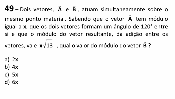 Enunciado da questão 49 de Física do EEAR 2025 (CFS 2)