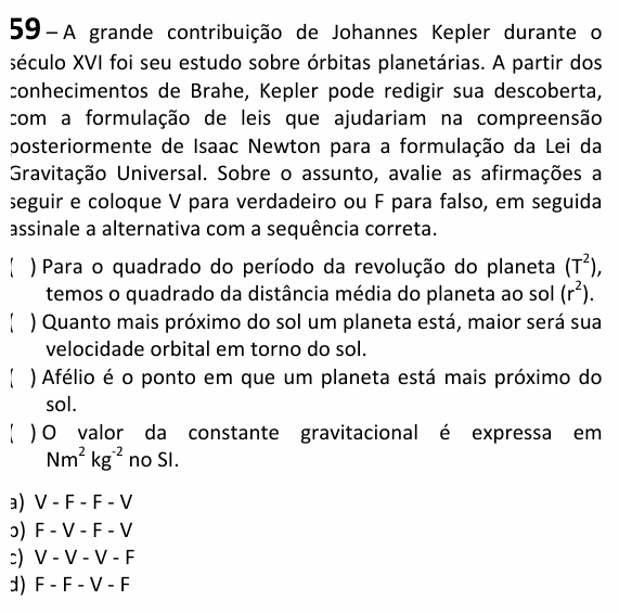 Enunciado da questão 59 de Física do EEAR 2025 (CFS 2)