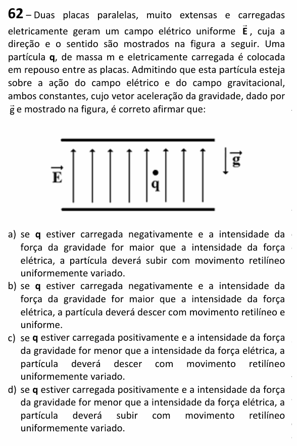 Enunciado da questão 62 de Física do EEAR 2025 (CFS 2)