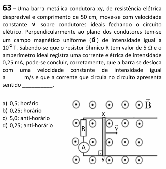 Enunciado da questão 63 de Física do EEAR 2025 (CFS 2)