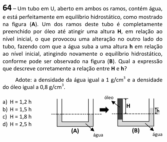 Enunciado da questão 64 de Física do EEAR 2025 (CFS 2)