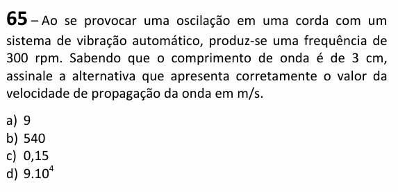 Enunciado da questão 65 de Física do EEAR 2025 (CFS 2)