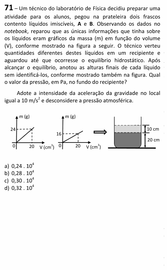 Enunciado da questão 71 de Física do EEAR 2025 (CFS 2)