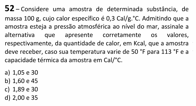 Enunciado da questão 52 de Física do EEAR 2026 (CFS 2)