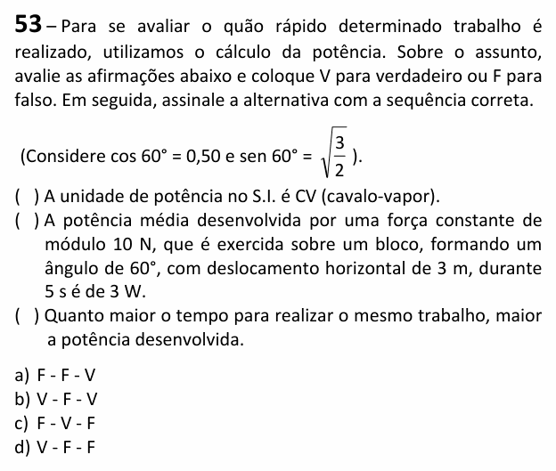 Enunciado da questão 53 de Física do EEAR 2026 (CFS 2)