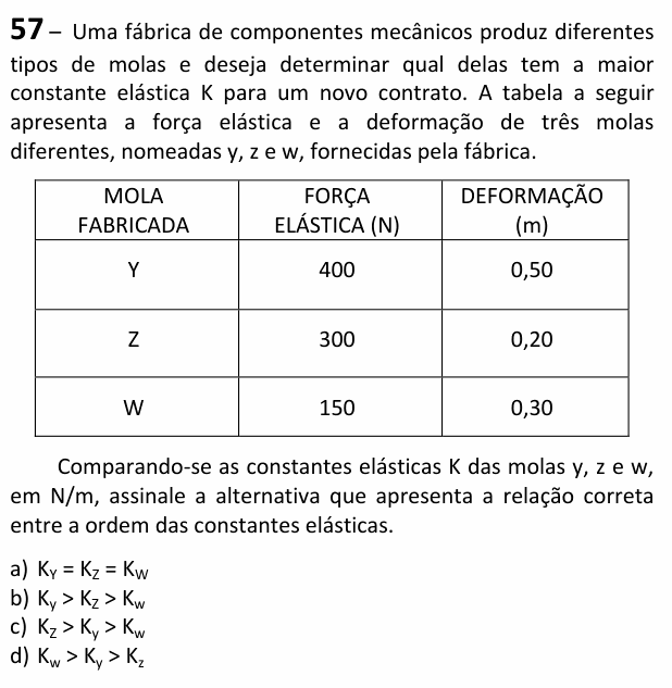 Enunciado da questão 57 de Física do EEAR 2026 (CFS 2)